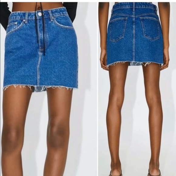 Zara 5 Pocket High Waist Jean Denim Mini Skirt M - Picture 3 of 6